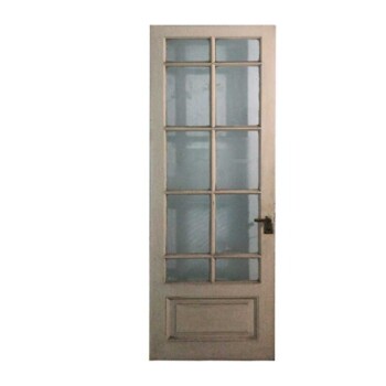Puerta de madera con vidrio repartido y tablero mano izq 85 x 240