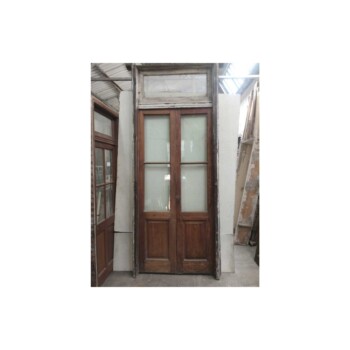 Puerta doble hoja de madera con banderola 125 x 310
