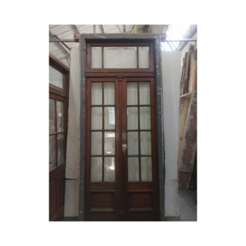 Puerta doble hoja de madera con banderola 130 x 290