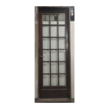 Puerta de madera con ventanal de 1 hoja con marco cajón